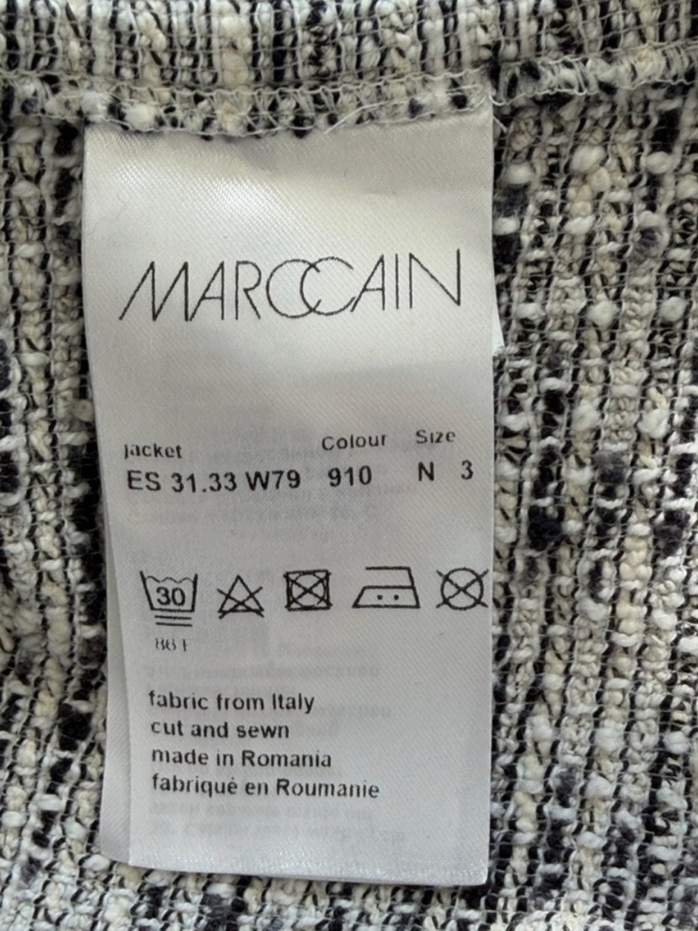 Marc Cain Black and White Tweed Fringe-Trim Blazer - Picture 5 of 9